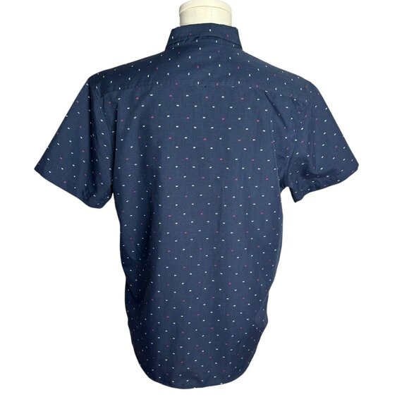Molokai Surf Button Down Short Sleeve Shirt L Blue Fishbone Chest Pocket Casual - Picture 5 of 8